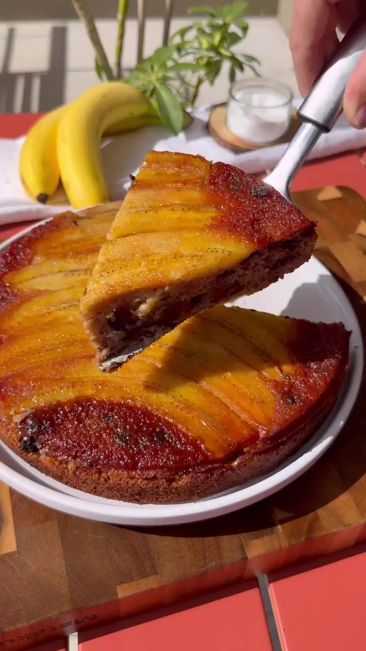 Gâteau renversé aux bananes et chocolat