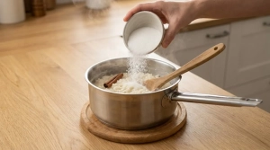 Étape 12: Ajoutez le sucre en poudre hors du feu et mélange...