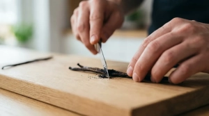 Étape 2: Fendez la gousse de vanille en deux dans la longue...