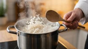 Étape 3: Plongez le riz dans une casserole d'eau bouillante...
