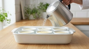 Étape 10: Versez de l'eau très chaude dans le plat jusqu'à...