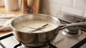 Étape 4: Portez la crème à frémissement sur feu moyen, p...