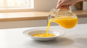 Étape 3: Versez le jus d'orange dans une assiette creuse po...