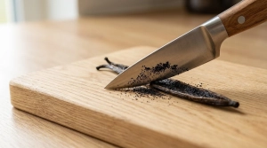 Étape 2: Fendez la gousse de vanille en deux dans la longue...