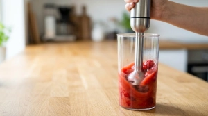 Étape 10: Dans un récipient haut, mixez les fraises avec le...