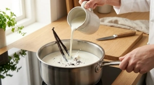 Étape 2: Dans une casserole, versez le lait entier, 20 cl d...