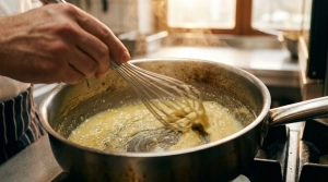 Étape 5: Ajoutez la farine en une fois et mélangez vivemen...