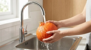 Étape 2: Lavez soigneusement le potimarron sous l'eau froid...