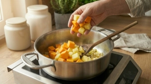 Étape 6: Ajoutez les cubes de potiron et de pommes de terre...