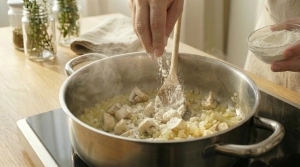 Étape 6: Saupoudrez la farine sur les champignons (c'est ce...