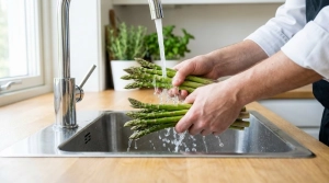Étape 1: Lavez soigneusement les asperges sous l'eau froide...