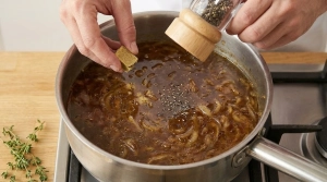 Étape 9: Versez l'eau, émiettez le cube de bouillon, salez...
