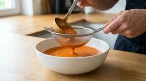 Étape 11: Passez le gaspacho au chinois (passoire fine) au d...