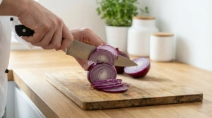 Étape 2: Pelez l'oignon rouge et émincez-le finement. Si v...