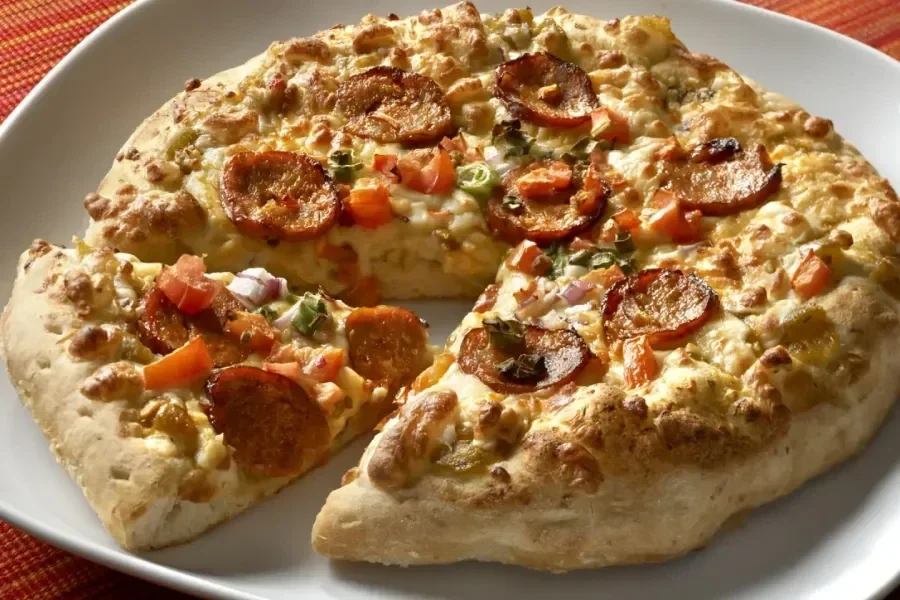 Pizza au Chorizo et Légumes du Soleil