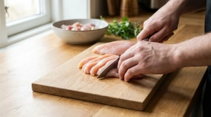 Étape 1: Commencez par détailler les filets de poulet en a...