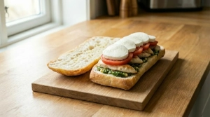 Étape 8: Disposez les tranches de poulet doré sur le pesto...