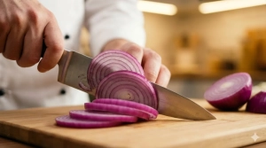 Étape 2: Émincez finement les oignons en rondelles réguli...