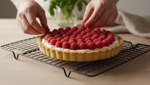 Étape 10: Disposez les framboises fraîches une à une sur l...