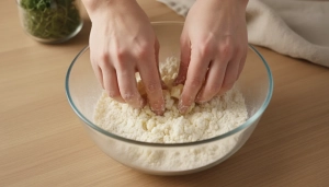 Étape 2: Ajoutez le beurre froid coupé en petits dés. Sab...