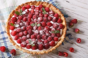 Tarte aux framboises et crème mascarpone