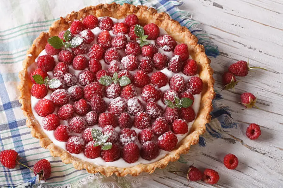 Tarte aux framboises et crème mascarpone
