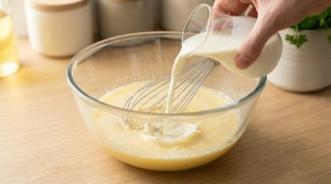 Étape 4: Ajoutez le lait et mélangez pour détendre la pr�...