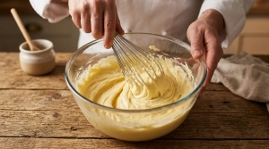 Étape 3: Dans un grand saladier, déposez le beurre bien mo...