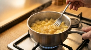 Étape 6: Dans une casserole, faites cuire les dés de pomme...