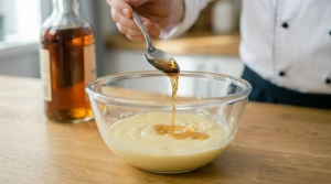 Étape 7: Versez le rhum ambré pour parfumer la crème....
