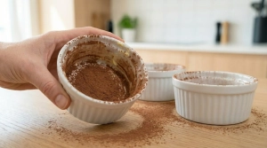 Étape 3: Chemisez les ramequins avec le cacao en poudre, pu...