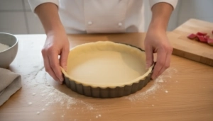 Étape 4: Déroulez la pâte brisée et foncez-en votre moul...