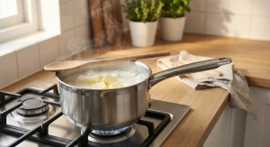 Étape 1: Dans une casserole, versez l'eau, le lait, le beur...