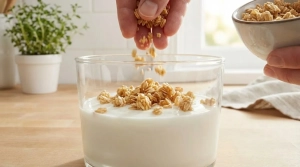 Étape 5: Répartissez généreusement le granola sur le yao...