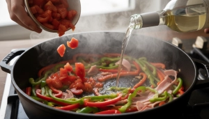 Étape 5: Ajoutez les tomates coupées en morceaux. Versez l...