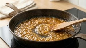 Étape 7: Ajoutez le miel et laissez-le légèrement caramé...