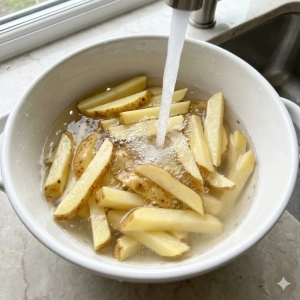 Étape 3: Rincez les frites à l'eau froide pour retirer l'a...