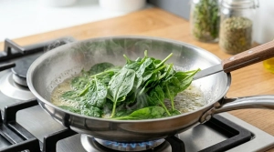 Étape 3: Rincez soigneusement les épinards dans une passoi...