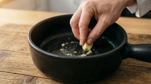 Étape 3: Coupez la gousse d'ail en deux et frottez vigoureu...