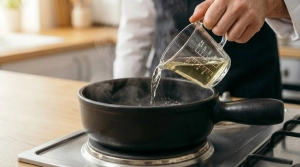 Étape 4: Versez le vin blanc sec dans le caquelon et portez...