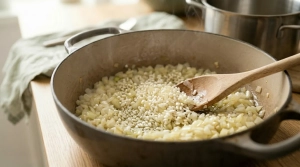 Étape 7: Ajoutez le riz rond dans le faitout. Remuez consta...