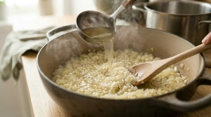 Étape 9: Versez une première louche de bouillon chaud sur ...