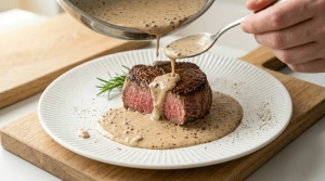 Étape 10: Disposez les filets de bœuf sur des assiettes cha...