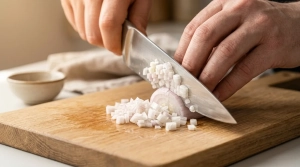 Étape 2: Ciselez finement l'échalote sur une planche à d�...
