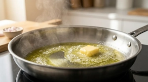 Étape 3: Faites chauffer l'huile d'olive et la moitié du b...