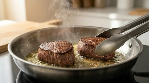 Étape 4: Saisissez les pavés de bœuf dans la poêle bien ...