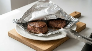 Étape 6: Retirez la viande de la poêle, enveloppez-la dans...