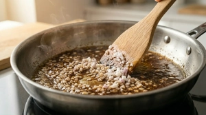 Étape 7: Dans la même poêle, sans la laver pour conserver...