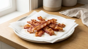 Étape 4: Égouttez soigneusement les lardons sur du papier ...