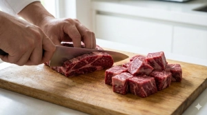 Étape 1: Coupez la viande de bœuf en gros cubes réguliers...